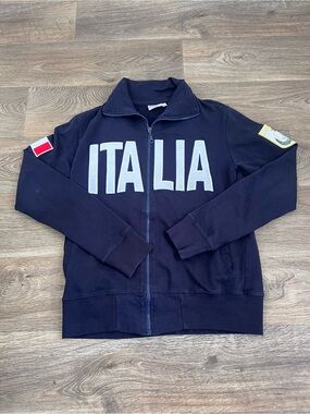 Vintage Italia Zip-Up Long Sleeve Men's Jacket - Navy/A424